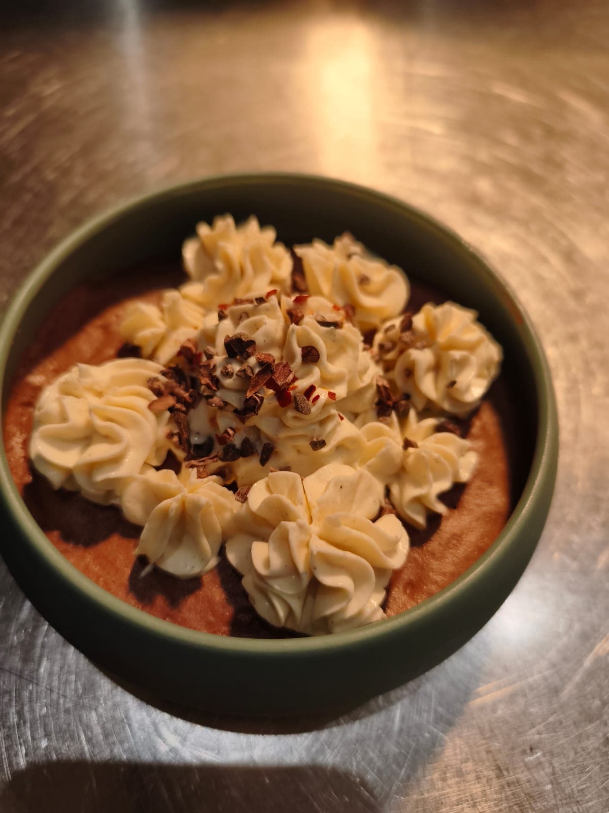 Chocolate Mousse with Piped Cream