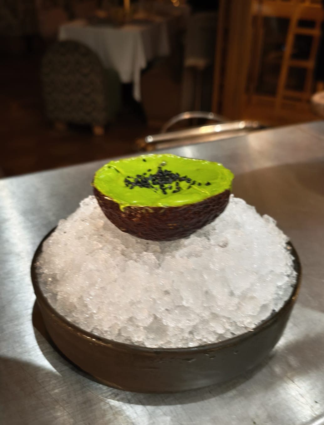 Avocado on Ice with Herb Oil
